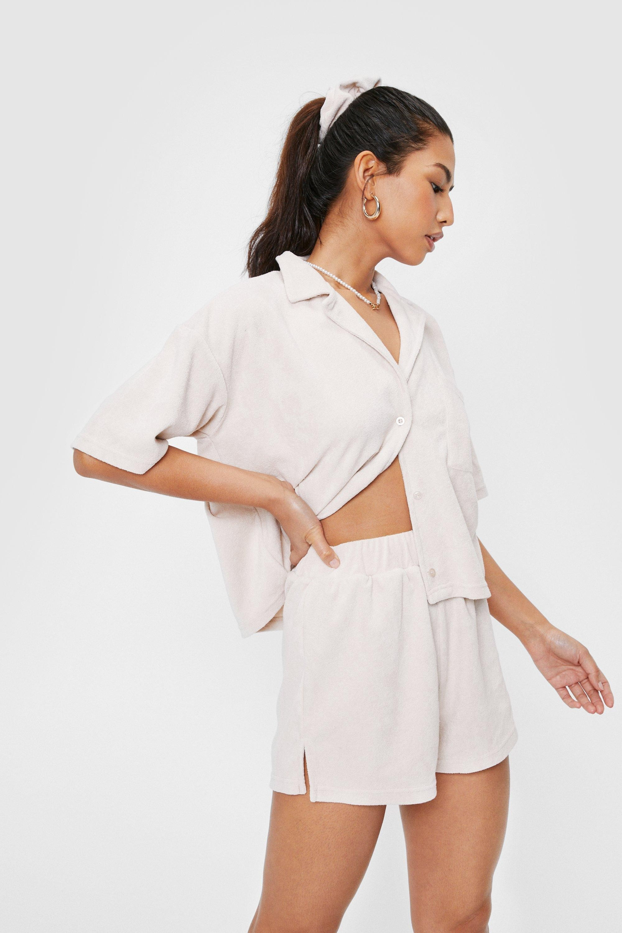 Towelling 3 Pc Shorts Scrunchie Cover Up Set | Nasty Gal (US)