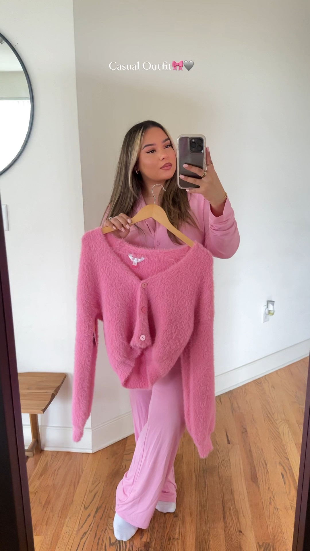 Casual Outfit Inspo ft. some pink💖🎀🥰
Sizing below: 

Skims PJs: M
Sweater: linked a dupe from F21 & a set from Shein -  super cuteeeee!!! 
Sweats: M
Levi’s: 31

#LTKMostLoved #LTKSeasonal #LTKstyletip
