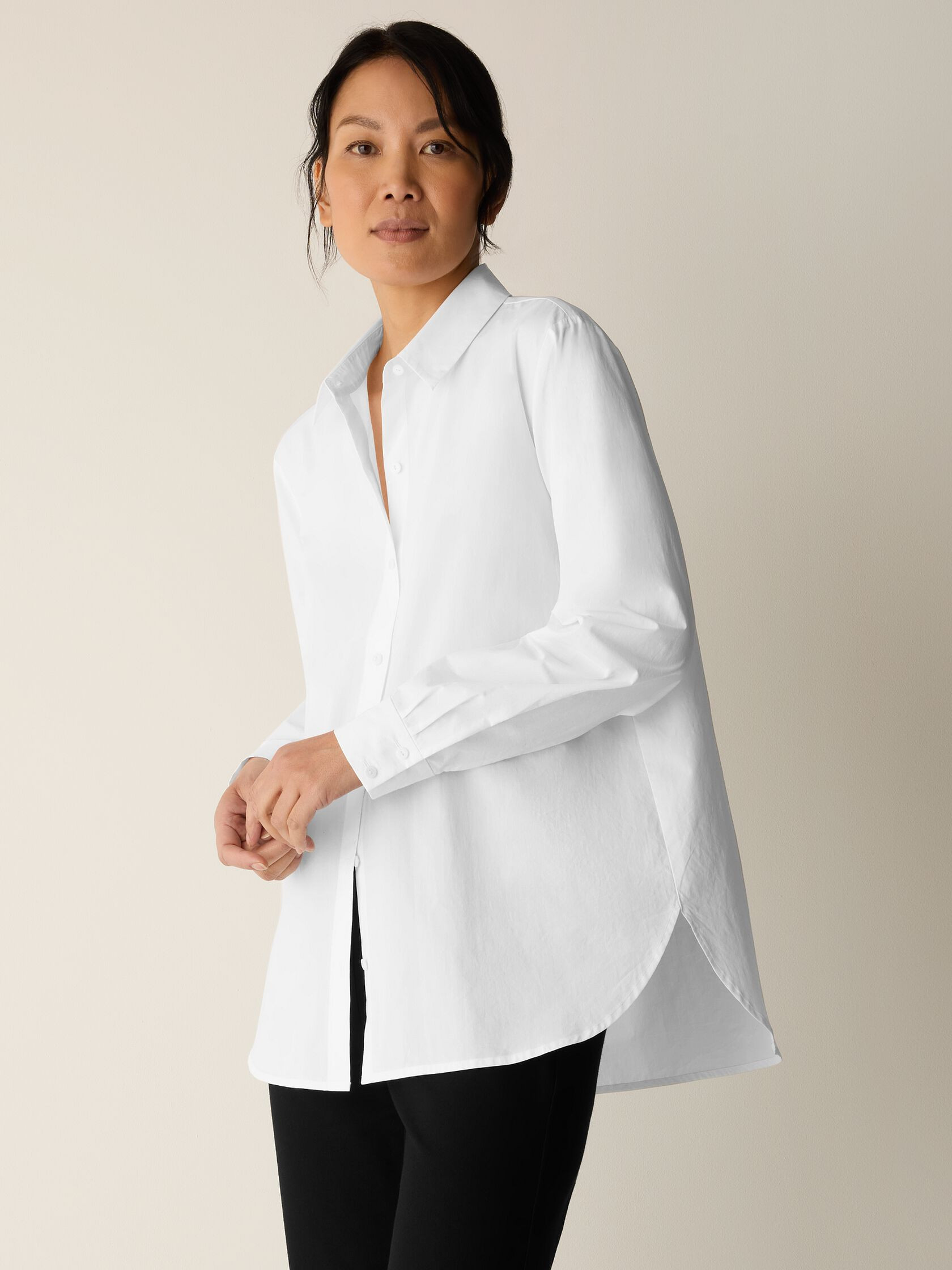 Organic Cotton Poplin Classic Collar Shirt | Eileen Fisher