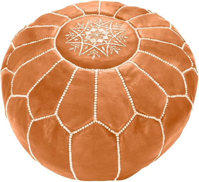 Marrakesh Gallery Moroccan Pouf Cover - Round & Large Ottoman Leather Cover Pouf - Bohemian Livin... | Amazon (US)