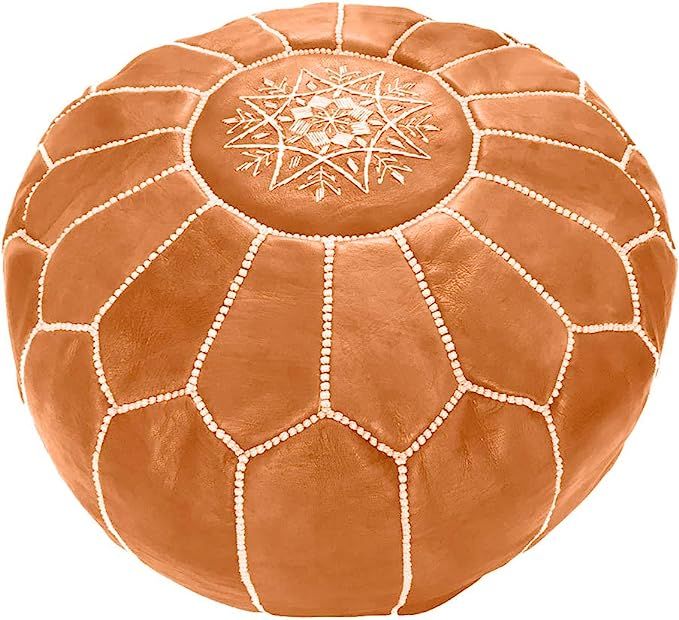 Marrakesh Gallery Moroccan Pouf Cover - Round & Large Ottoman Leather Cover Pouf - Bohemian Livin... | Amazon (US)