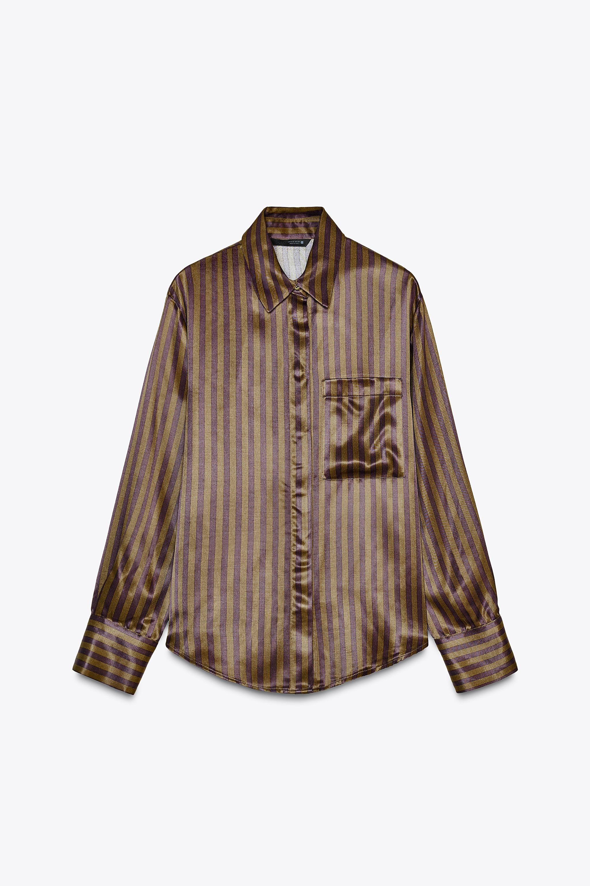 STRIPED SATIN SHIRT | Zara US