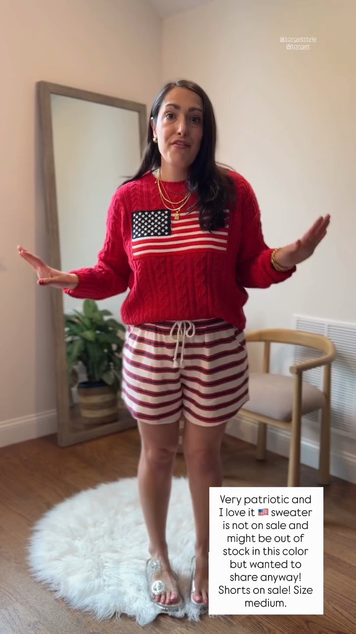 Very patriotic and I love it 🇺🇸 sweater is not on sale and might be out of stock in this color but wanted to share anyway! Shorts on sale! Size medium.  @targetstyle @target