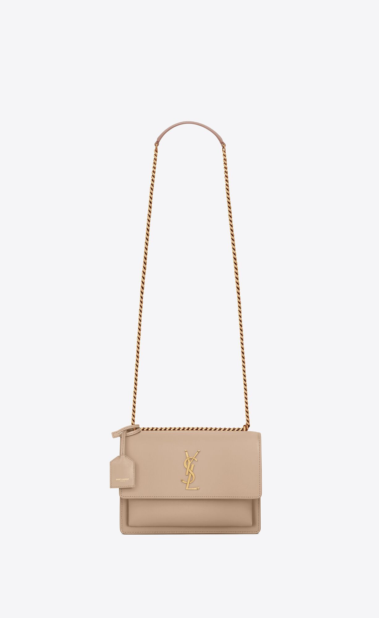 Saint Laurent monogram bag with front flap, featuring side gussets, chain and leather shoulder st... | Saint Laurent Inc. (Global)