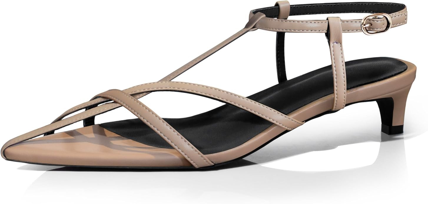 iadore Women Sexy Kitten Low Heel Sandals Retro Ankle Straps with Buckle Shoes Open Toe Summer Dr... | Amazon (US)