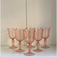 Rosaline Pink Swirl Wine Glasses By Cristal D'arques - Durand, Arcoroc Swirl, Luminarc Glasses, Pric | Etsy (US)