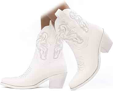 SO SIMPOK Womens Cowboy Boots Retro Embroidered Western Boots Chunky Heel Snip Toe Cowgirl Ankle ... | Amazon (US)