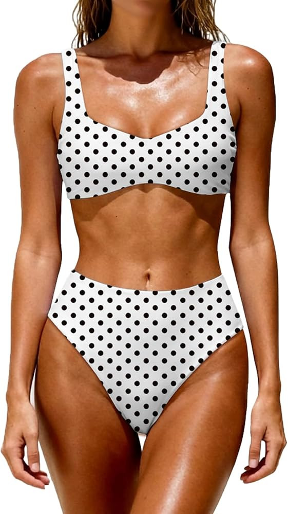 OWICA Women's High Waisted Bikini Set Two Piece Swimsuit with Crisscross Back Adjustable Tie Bath... | Amazon (US)