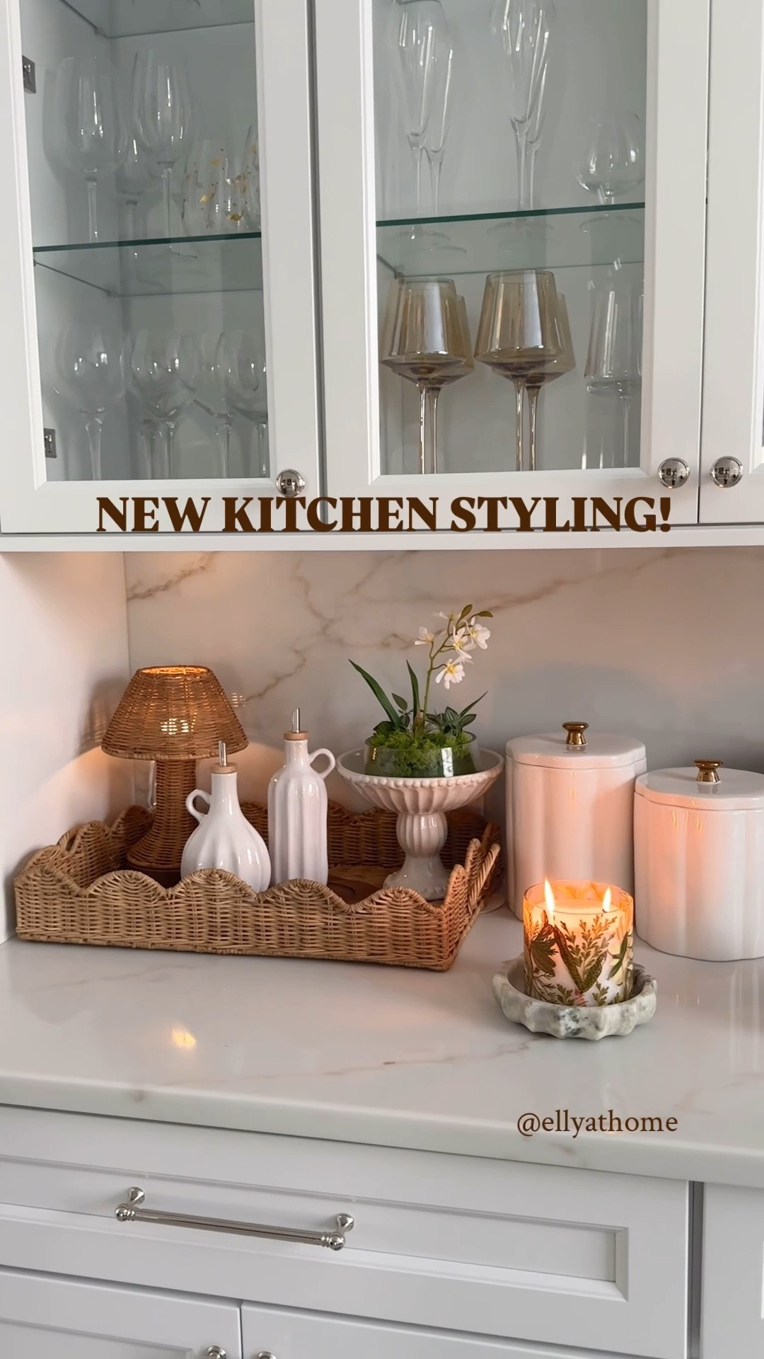 New kitchen accessories and styling! Shop woven touch light, tray, wood tray on sale, potted plants, bowl, candle ships free, oil and vinegar set, artwork, canisters, plates, glasses. Target, Pottery Barn, Amazon, Michael’s stores. Free shipping. 

#LTKFindsUnder50 #LTKHome #LTKSaleAlert