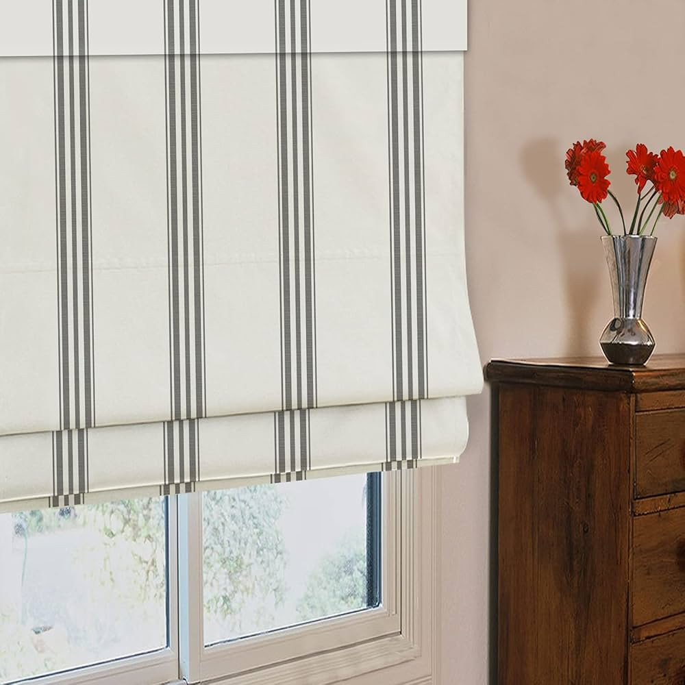 DEJAVU Roman Shade, Classic Grey Stripe Custom Blackout Light Filtering Roman Window Shades with ... | Amazon (US)