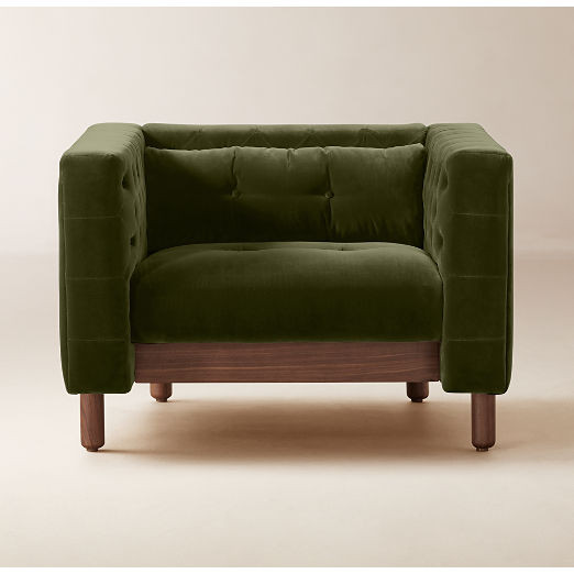 Marconi Tufted Green Velvet Accent Chair by Gianfranco Frattini + Reviews | CB2 | CB2