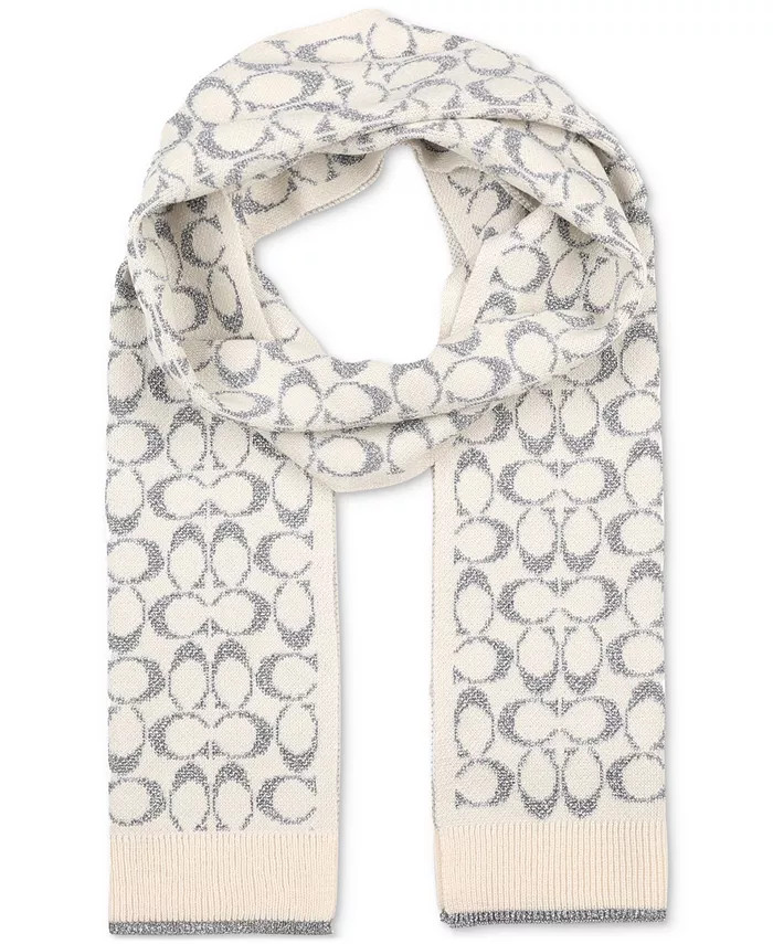 COACH
          
        
  
      
          Women's Metallic Logo Ribbed-Knit Scarf | Macy's