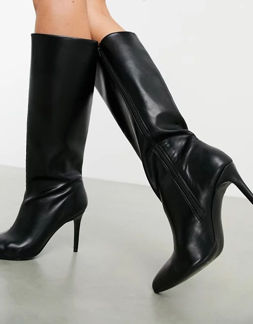 ASOS DESIGN Claudia knee high boots in black | ASOS (Global)
