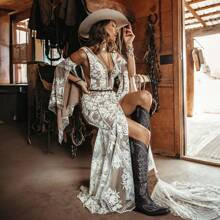 Cowboy Boots For Women Knee High Embroidered Western Cowgirl Boots Pointed Toe Chunky Heel Retro Country Boots Pull On Zipper Vintage Fashion Tall Bo | SHEIN