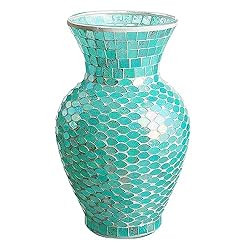 WHOLE HOUSEWARES | Mosaic Glass Vase | 10.5" Home Décor Centerpiece | Elegant Glass Flower Vase ... | Amazon (US)
