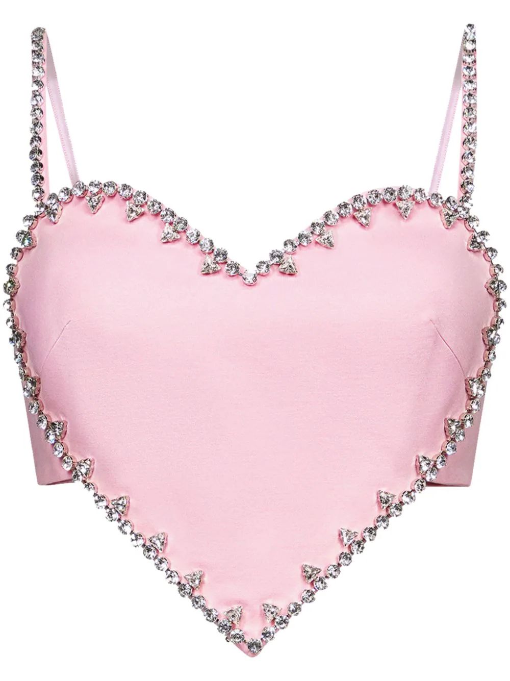 AREA crystal-trim Heart Crop Top - Farfetch | Farfetch Global