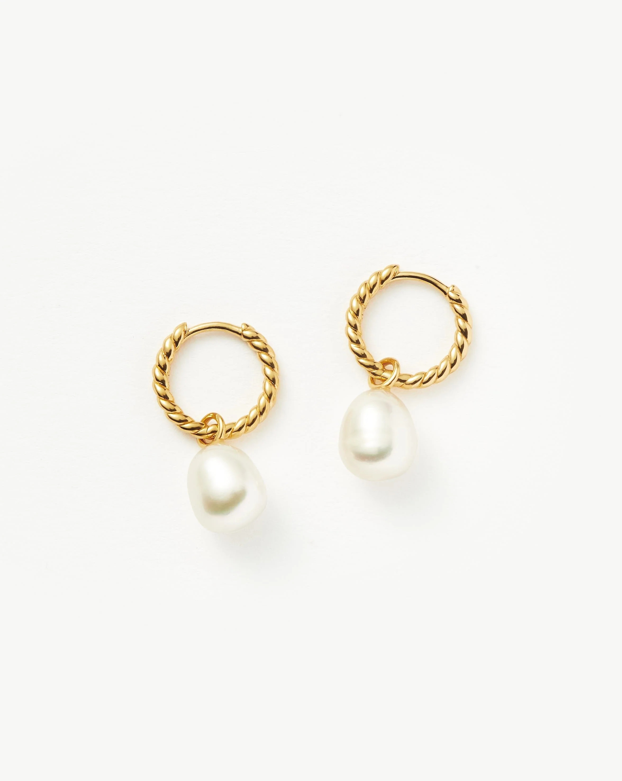 Pearl Twisted Small Drop Hoop Earrings Earrings | Missoma UK