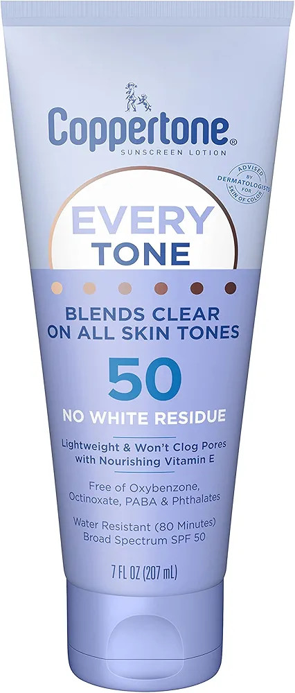 Coppertone Every Tone SPF 50 Sunscreen Lotion, Body & Face Sunscreen Lotion, 7 fl oz | Amazon (US)