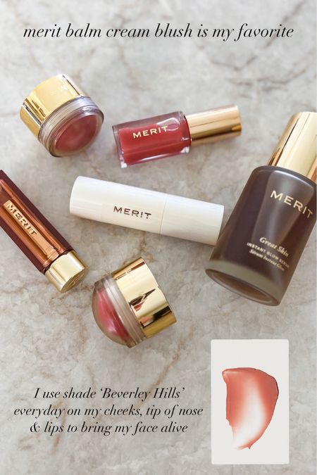 Merit beauty favorites included in the Sephora sale - sale ends 4/15. I love the balm cream blush & use it everyday in shade ‘Beverly Hills’ on my cheeks, nose & lips to add color to my face & make it come alive. 