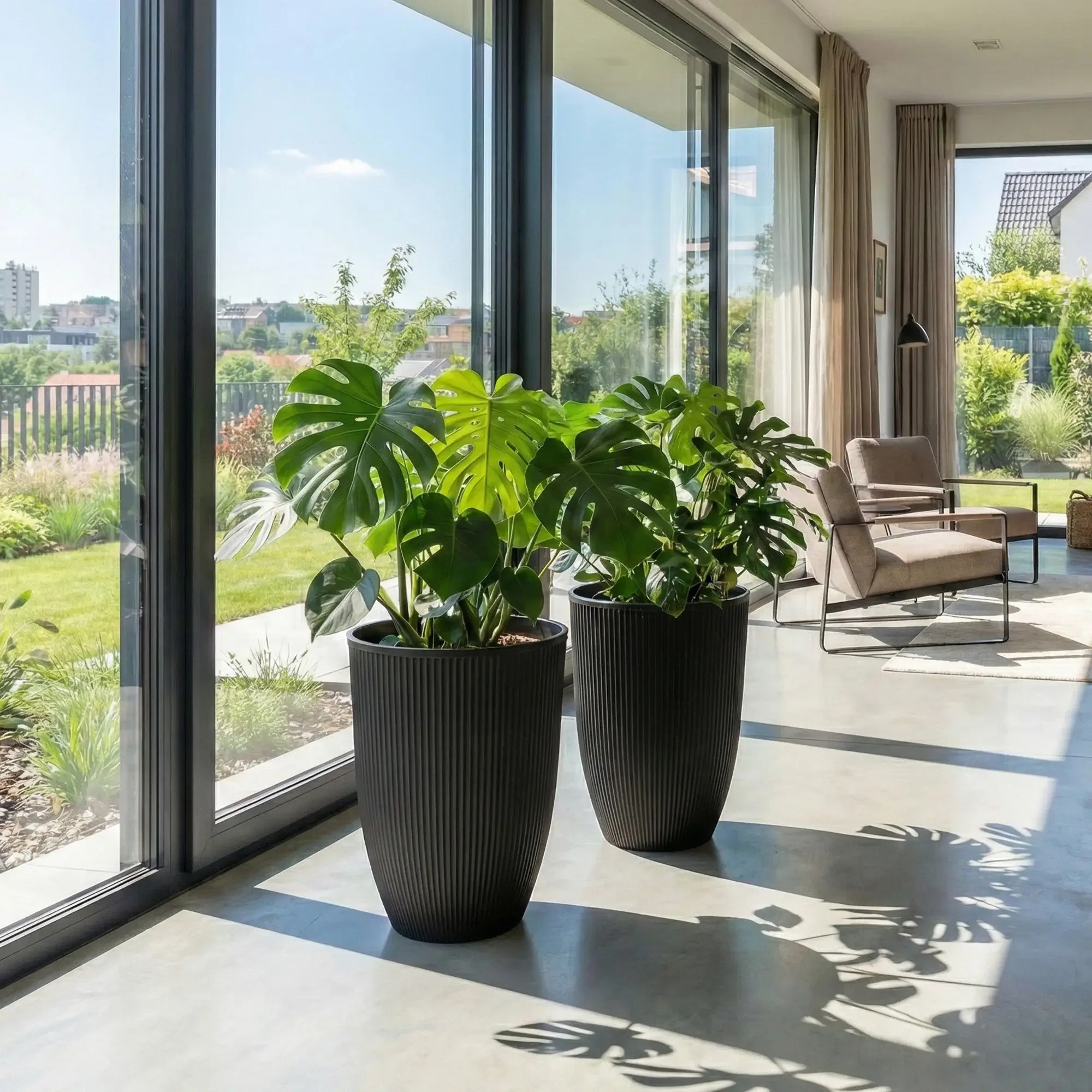 Modern Decorative Garden Pots for Indoor & Outdoor Use (Set of 2) | Wayfair North America