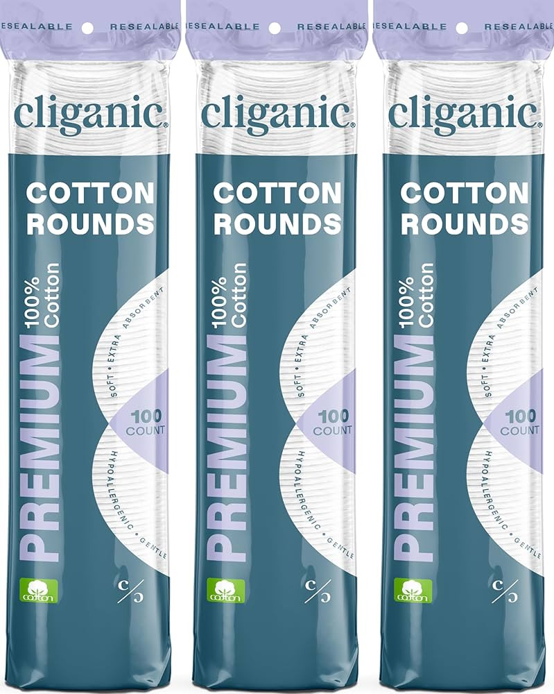 Cliganic Premium Cotton Rounds for Face (300 Count) - Makeup Remover Pads, Hypoallergenic, Lint-F... | Amazon (US)