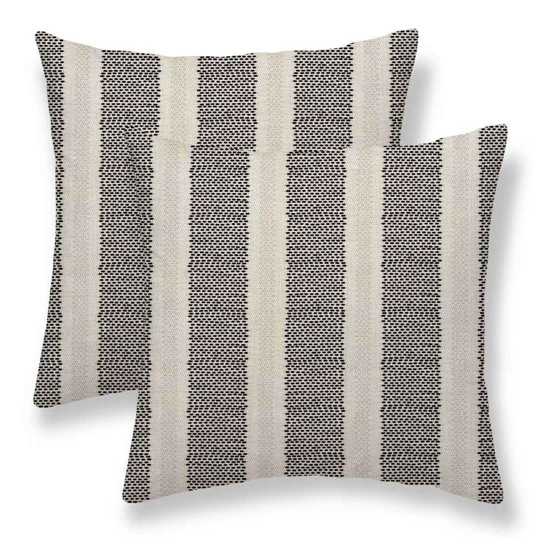 Black Polka Dot Pillow Covers 18 x 18 Inch Set of 2 Boho Striped Decorative Outdoor Throw Pillow ... | Amazon (US)