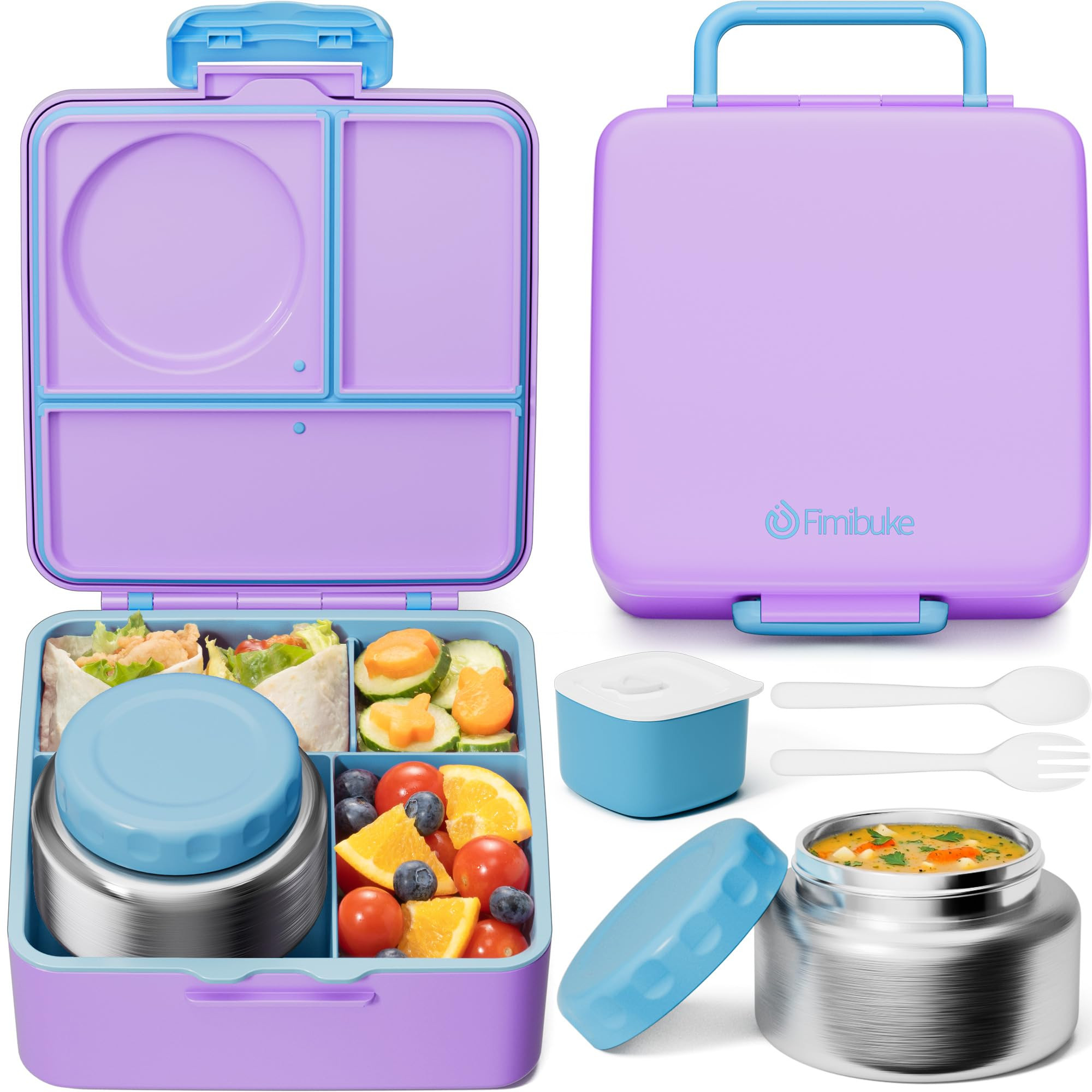Fimibuke Bento Box for Kids Adult, BPA Free & Leakproof Toddler Lunch Box with 8.5oz Insulated Th... | Amazon (US)