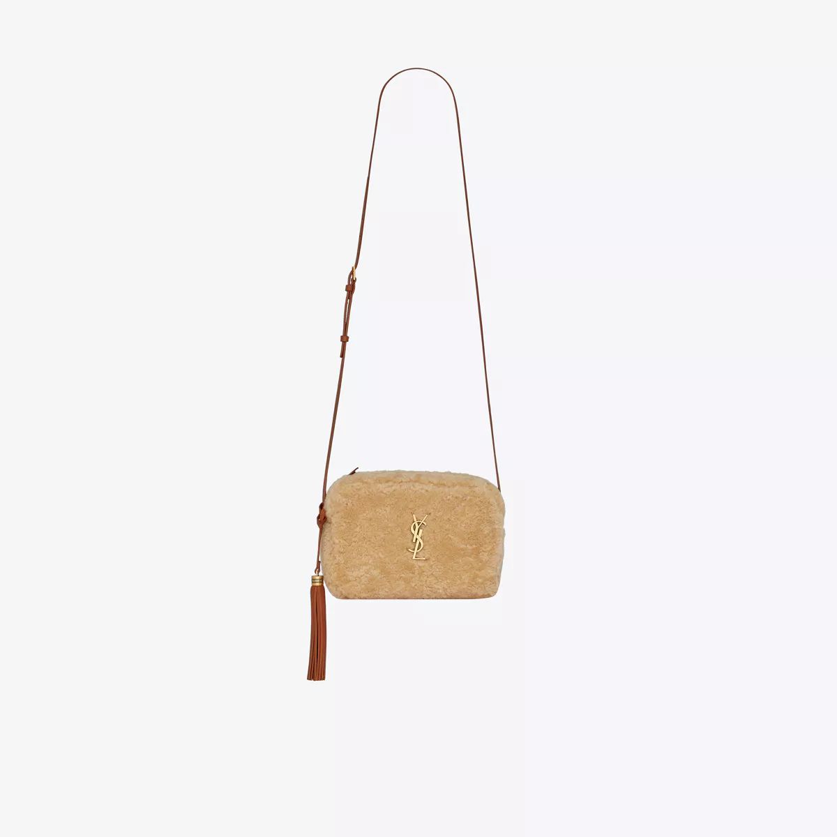 Lou Camera Bag In Merino Shearling Beige One Size | Saint Laurent Inc. (Global)