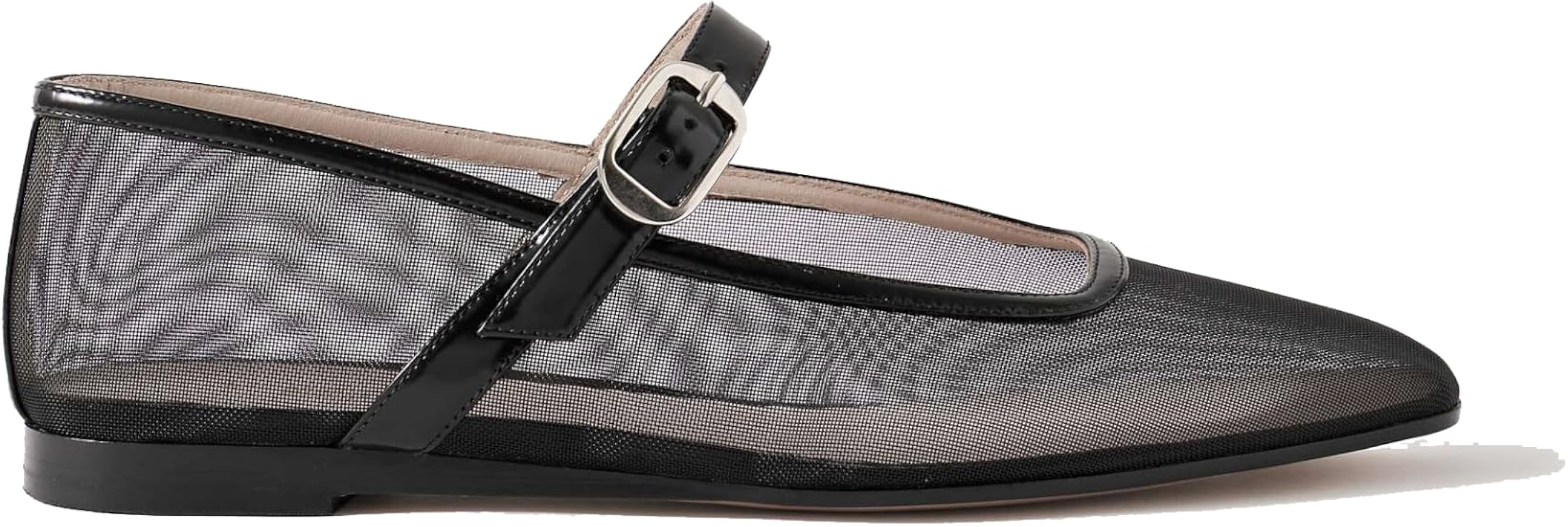 Mary Janes Ballet Flats for Women Mesh Clear Tulle Ballerina Flat Shoes | Amazon (US)