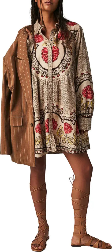 Smell the Roses Long Sleeve Cotton Shirtdress | Nordstrom