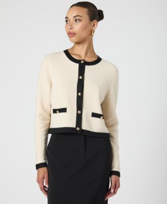 French Connection Women's Vhari Contrast-Trim Button-Up Cardigan Sweater - Macy's | Macy's