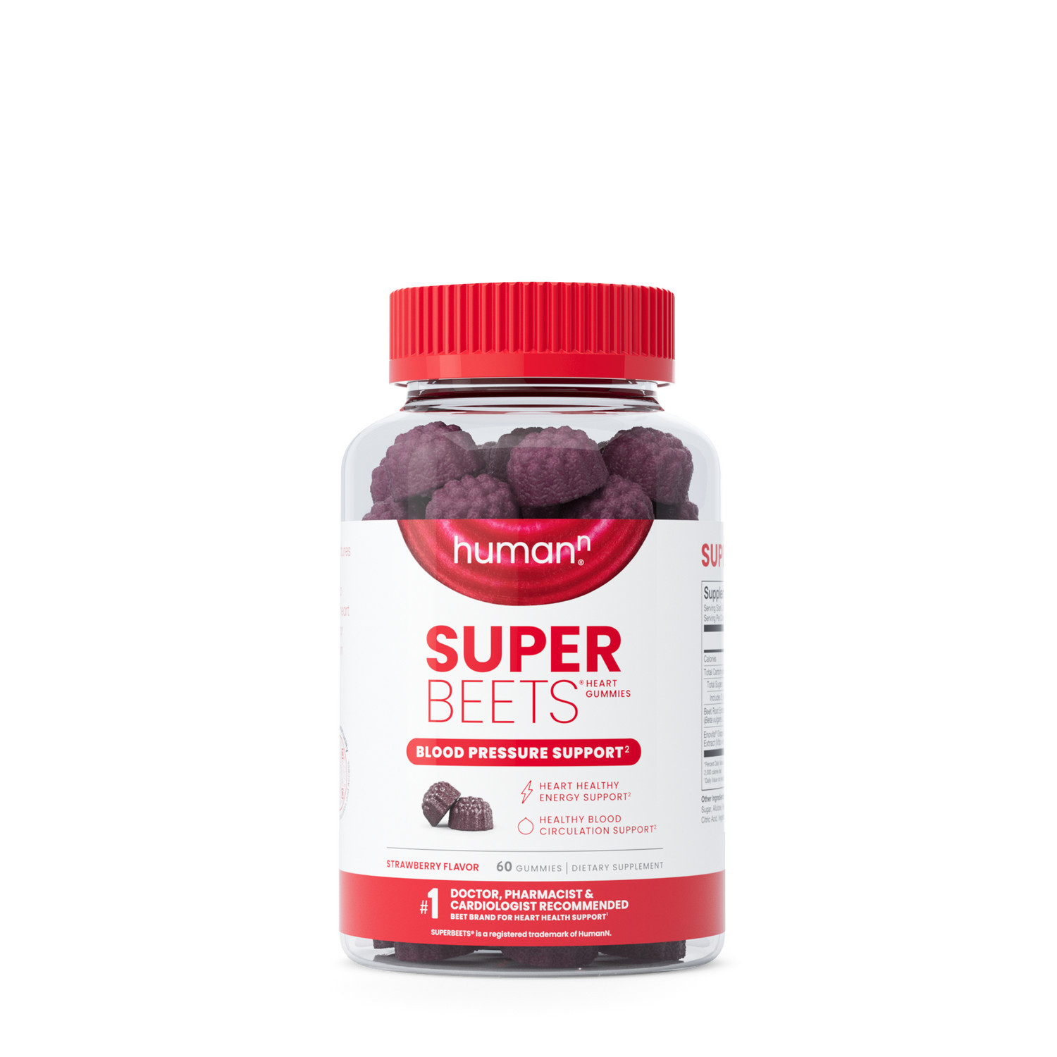 SuperBeets Blood Pressure Support - Strawberry - 60 Gummies (30 Servings) | GNC