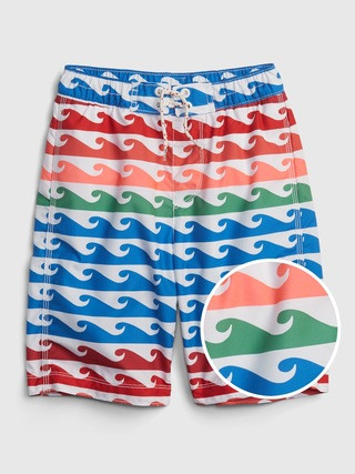 Kids 100% Recycled Polyester Camo Swim Board Shorts | Gap (US)