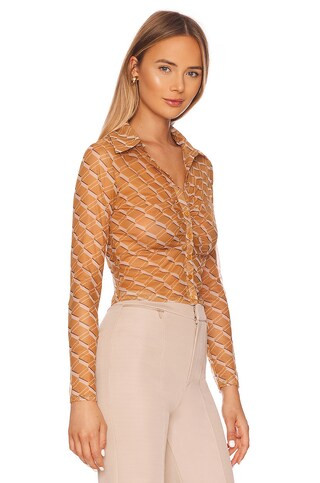 ASTR the Label Lamora Top in Mustard & Cream Geo from Revolve.com | Revolve Clothing (Global)