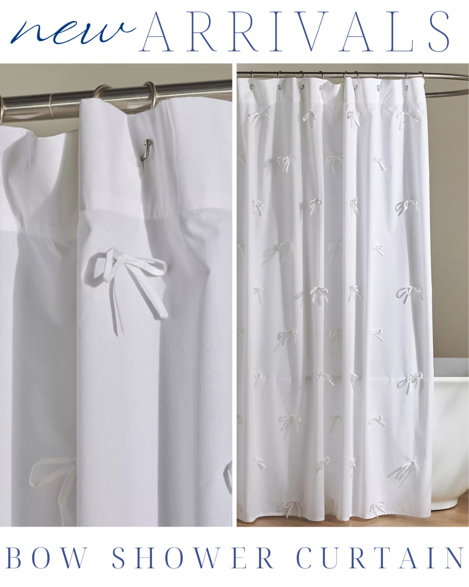 bow shower curtain 

Bathroom | kids room | white | blue | living room | bedroom | home decor | home refresh | bedding | nursery | classic home | traditional home | blue and white | furniture | spring decor | coffee table | southern home | coastal home | grandmillennial home | scalloped | woven | rattan | classic style | preppy style | grandmillennial decor | blue and white decor | classic home decor | traditional home | bedroom decor | bedroom furniture | dresser | blue chair | brass lamp | floor mirror | euro pillow | white bed | linen duvet | side table | rug | glassware | cups | plates | hosting | kitchen

#LTKHome #LTKKids