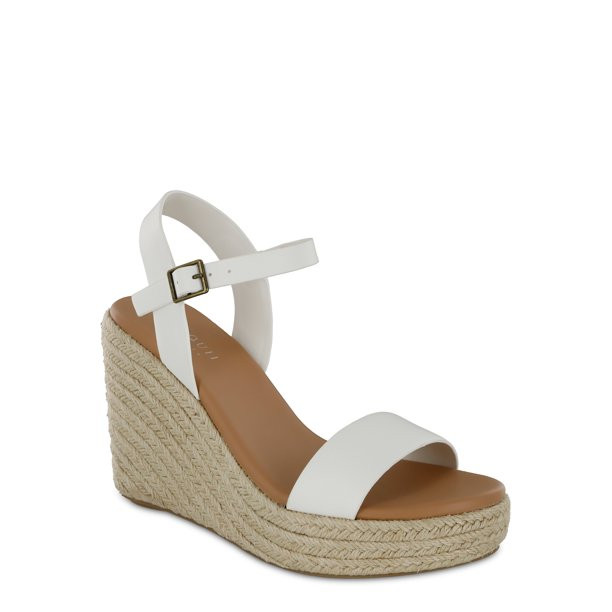 ELOQUII Elements Women's Wide Width Raffia Wedge Sandals | Walmart (US)