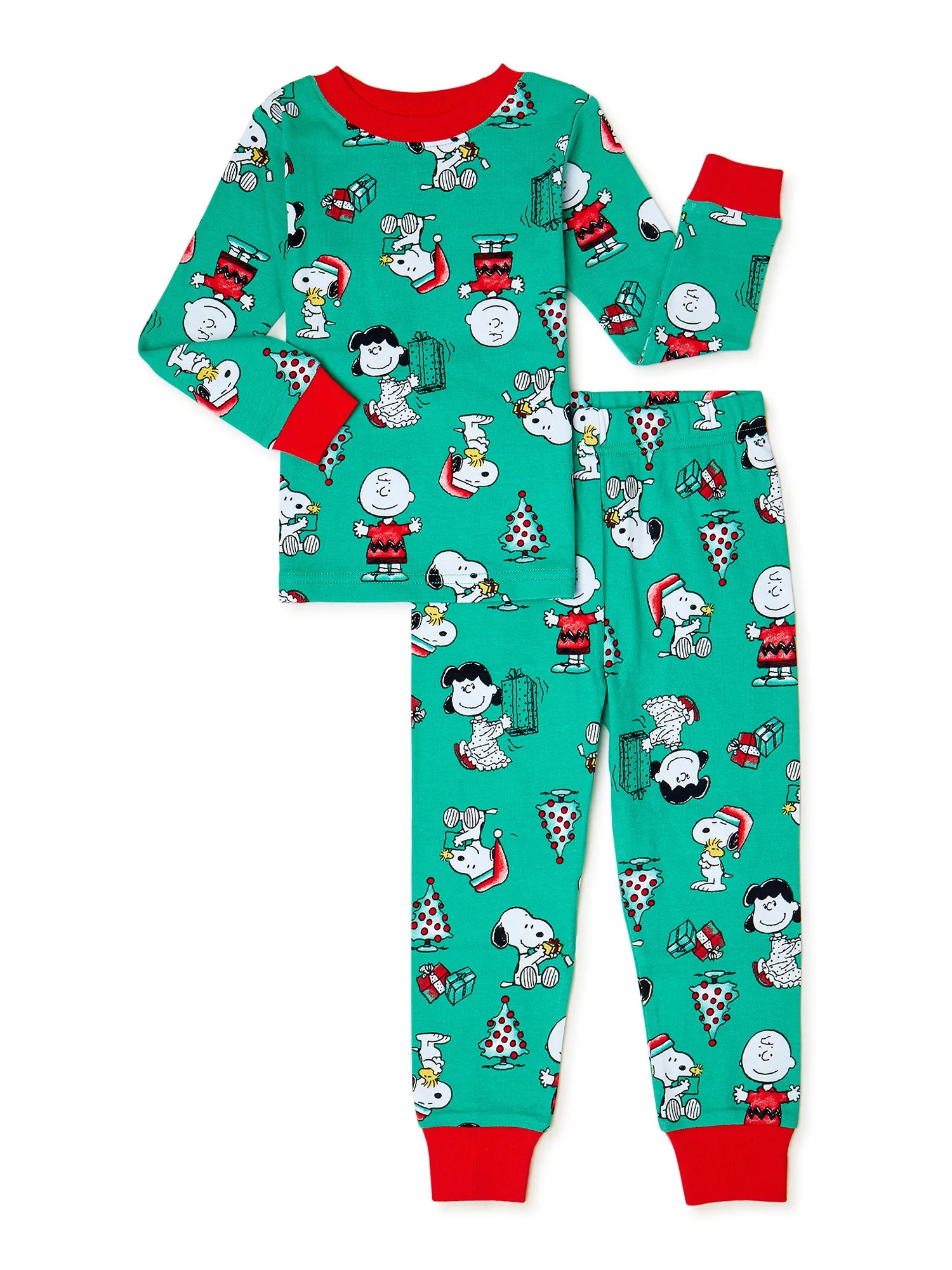 Peanuts Snoopy Christmas Holiday Toddler Boy and Girl Unisex Cotton Pajama Set, 2-Piece, Sizes 12... | Walmart (US)