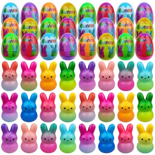 Muyiz 24 Pack Prefilled Easter Eggs with Easter Bunny Slow Rising Squishy Toys Inside Toys for Kids Girls Boys Easter Basket Stuffers Gifts Party Favors | Amazon (US)