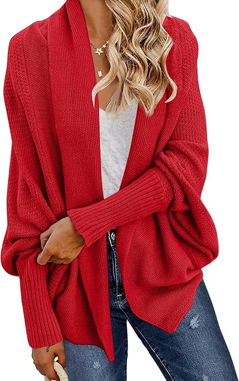 GRECERELLE Women's Kimono Batwing Cable Open Front Knitted Slouchy Oversized Wrap Cardigan Sweate... | Amazon (US)