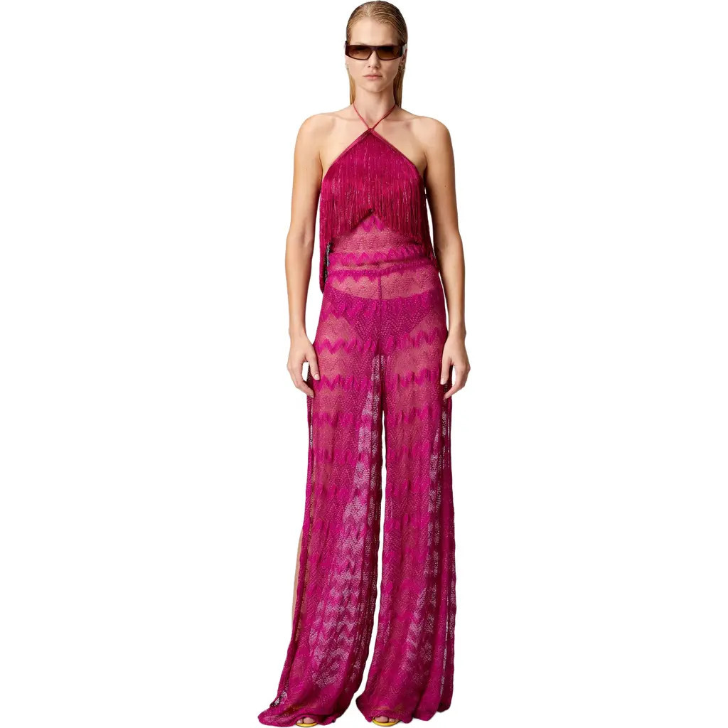Missoni Zig Zag Lamé Viscose Jumpsuit With Fringes in Purple at Nordstrom, Size 44 It | Nordstrom