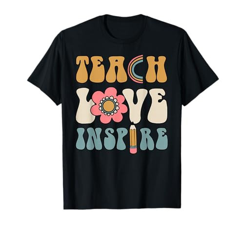 Teach Love Inspire Back to School Cute Teacher Men Women T-Shirt | Amazon (US)