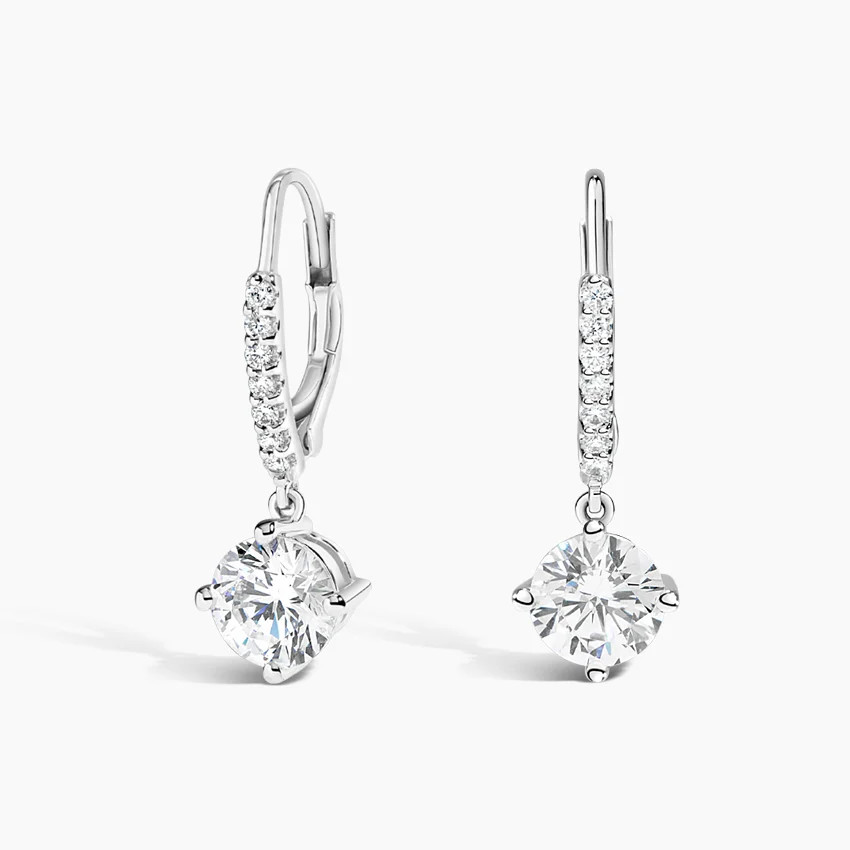 18K White Gold Compass Point Diamond Drop Earrings | Brilliant Earth