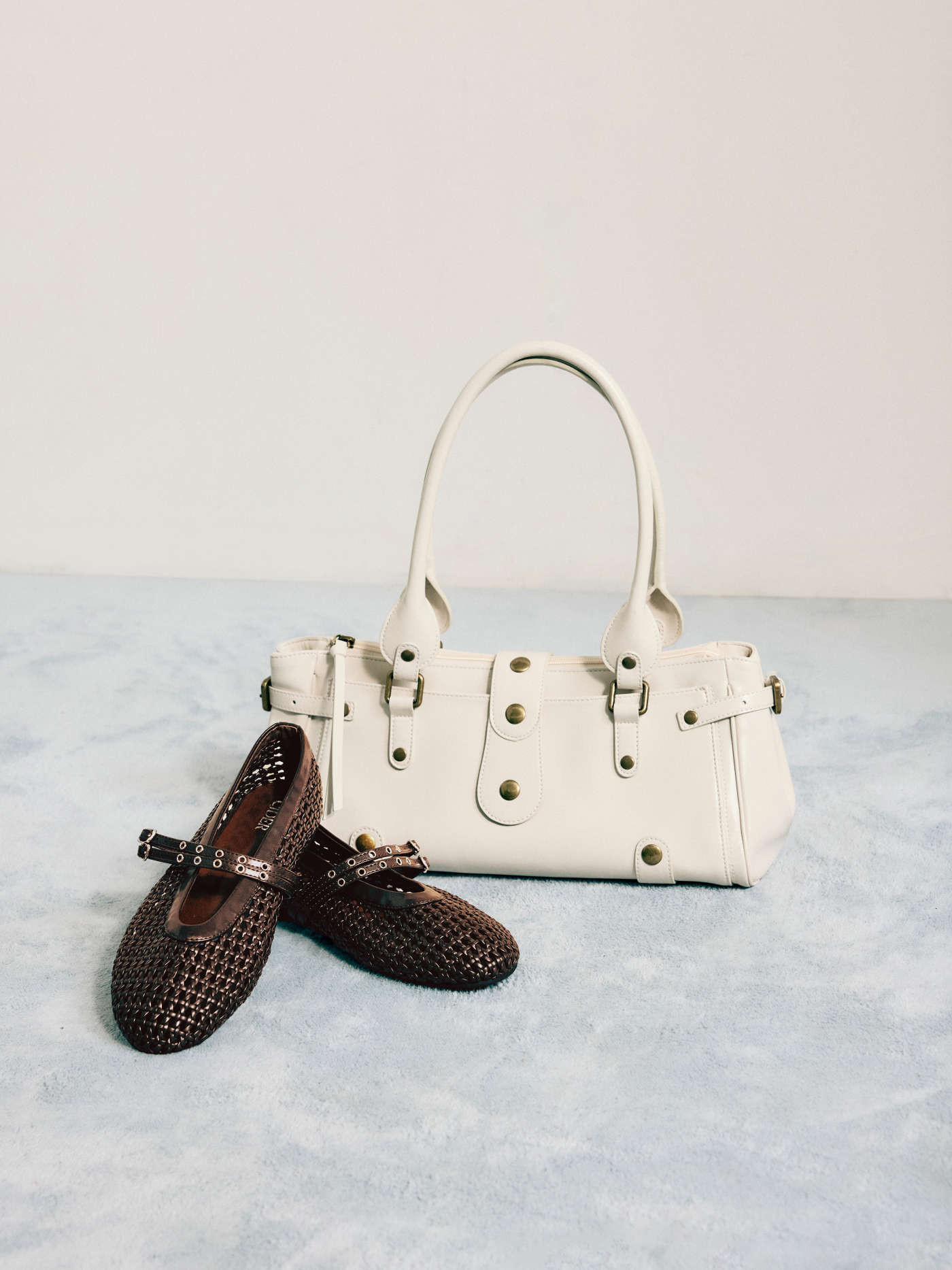 WOVEN DOUBLE STRAP FLATS For Daily Casual | Cider