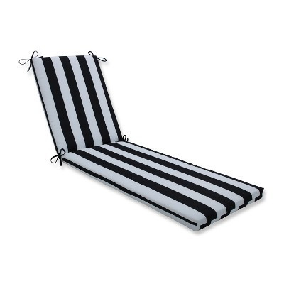 80"x23 x3" Cabana Stripe Chaise Lounge Outdoor Cushion Black - Pillow Perfect: Weather-Resistant with Ties | Target