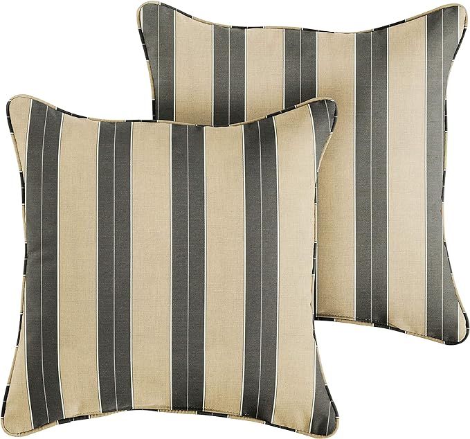 Sunbrella Berenson Tuxedo Corded Decorative Indoor/Outdoor Square Throw Pillow, Perfect for Patio... | Amazon (US)
