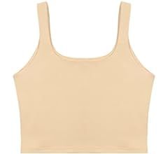 REORIA Women’s Sexy Square Neck Double Lined Seamless Sleeveless Cropped Tank Yoga Crop Tops | Amazon (US)