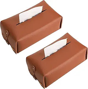 Kevancho Leather Tissue Box Cover Rectangular Set of 2, Tissue Box Holder Dispenser for Car, Home... | Amazon (US)