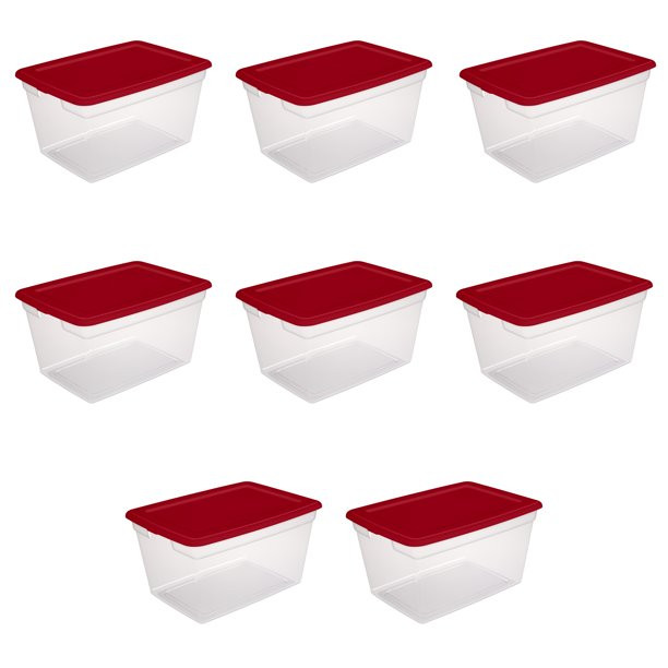 Sterilite Plastic 58 Qt. Storage Box Infra Red Set of 8 - Walmart.com | Walmart (US)
