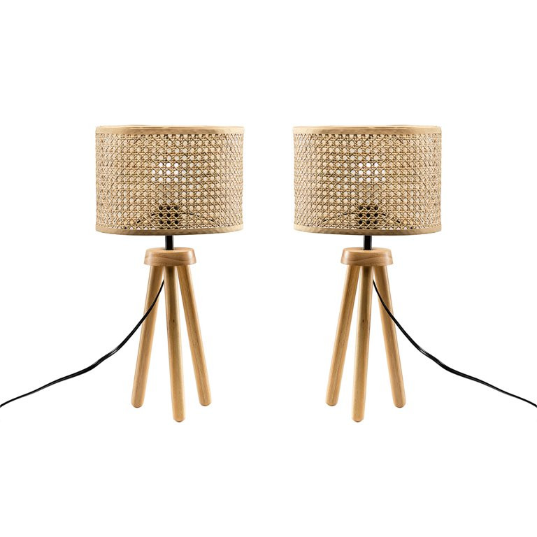 14 Karat Home Lascaux Rattan 21.3" Table Lamp Set of 2 in Natural | Walmart (US)