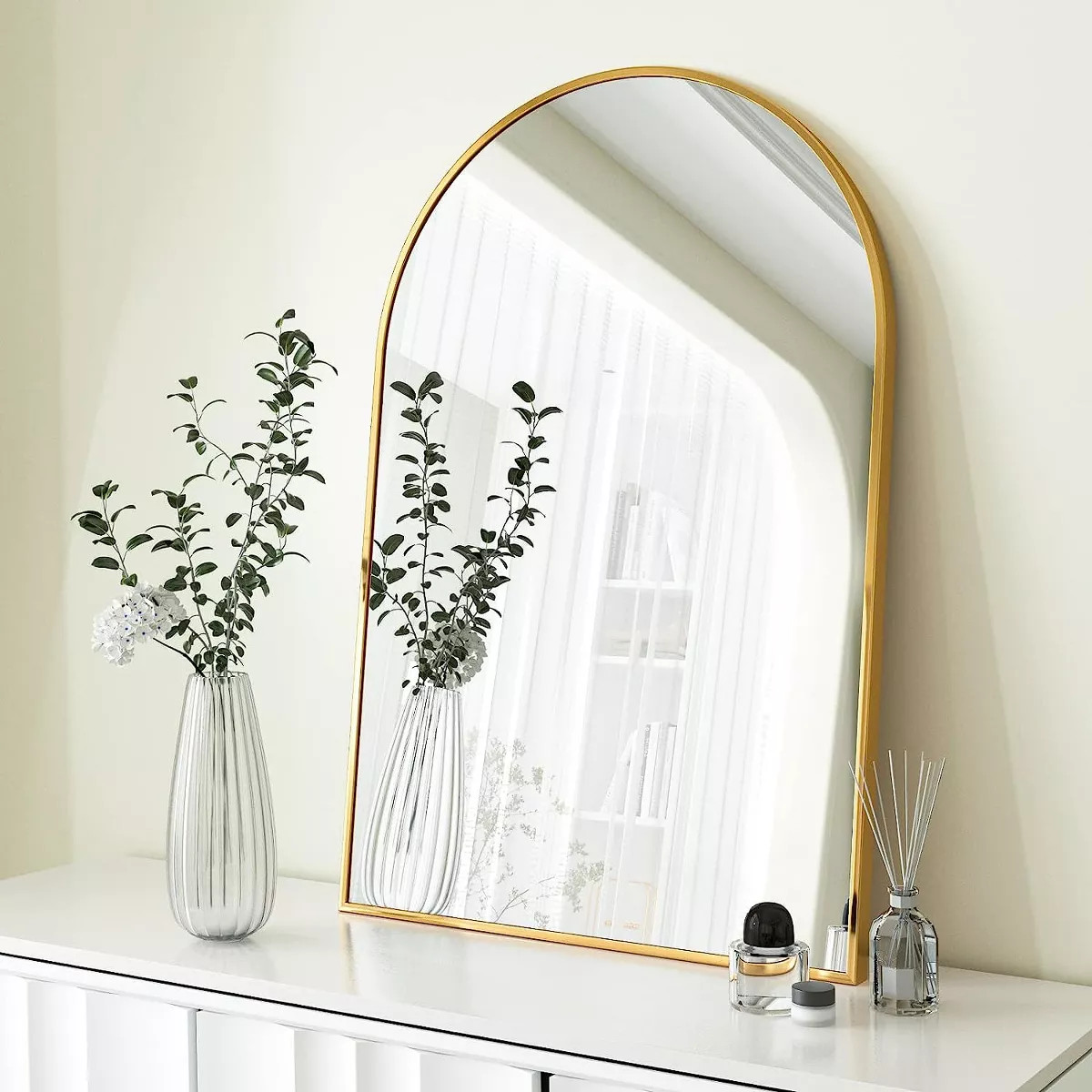 Serio 36"x 24" Arch Top Aluminum Alloy Framed Rectangular Bathroom Mirrors - The Pop Home | Target